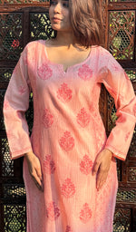 Load image into Gallery viewer, Masooma Women's Lucknowi Handcrafted Chanderi Silk Chikankari Kurti - HONC0257297