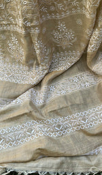 Load image into Gallery viewer, Women's Lakhnavi Handcrafted Munga Silk Chikankari Saree - HONC0265006