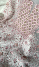 Load image into Gallery viewer, Women's Lakhnavi Handcrafted Pure Organza Chikankari Unstitched Kurta And Dupatta Set- HONC0316458