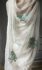 Load image into Gallery viewer, Women's Lucknowi Handcrafted Pure Organza Silk Chikankari Saree - HONC0307476