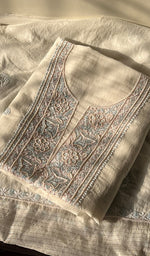 Load image into Gallery viewer, Women's Lakhnavi Handcrafted Mul Chanderi Unstitched Kurta And Dupatta Set - HONC0297197