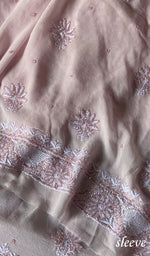 Load image into Gallery viewer, Women's Lakhnavi Handcrafted Pure Silk Georgette Chikankari Suit Material - HONC0187291