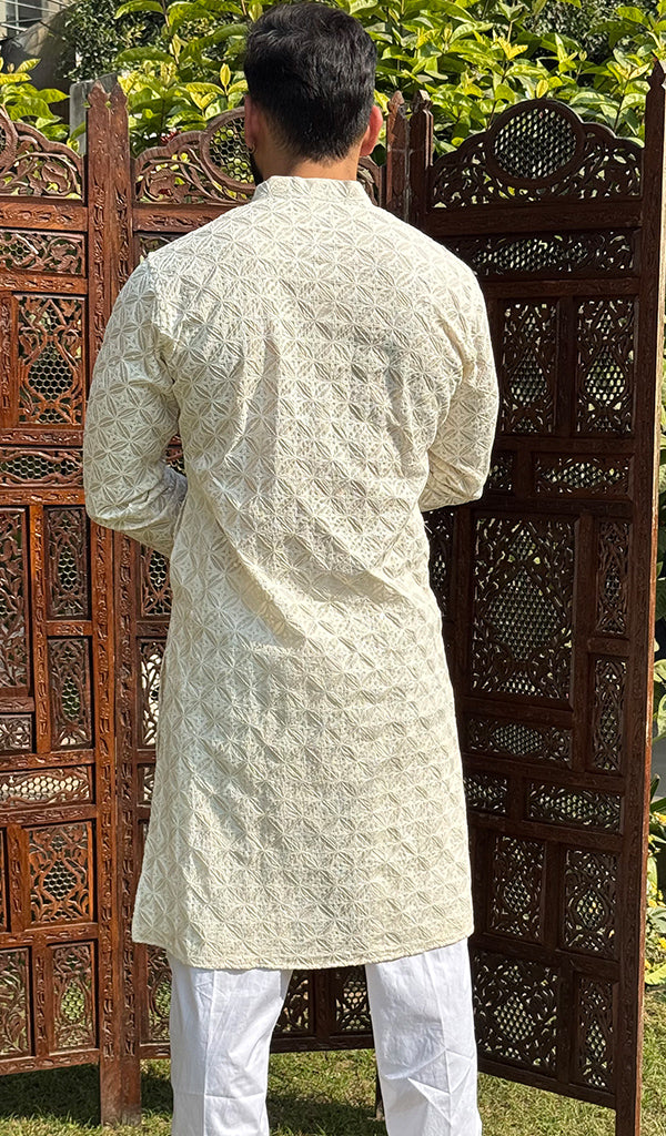 Men's Faux-Georgette Hakoba Kurta - HONC0266683