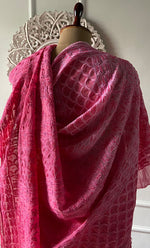 Load image into Gallery viewer, Women's Lakhnavi Handcrafted Pure Silk Georgette Chikankari Saree - HONC0327292