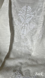 Load image into Gallery viewer, Women's Lakhnavi Handcrafted Linen Cotton Chikankari Semi- Stitched Kurta And Dupatta Set- HONC0258765