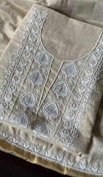 Load image into Gallery viewer, Women's Lakhnavi Handcrafted Tissue Chanderi Unstitched Kurta And Dupatta Set - HONC0278145