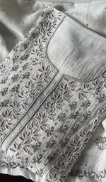 Load image into Gallery viewer, Saziya Women's Lakhnavi Handcrafted Mul Chanderi Semi - Stitched Kurta And Dupatta Set - HONC0300392