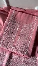 Load image into Gallery viewer, Women's Lakhnavi Handcrafted Cotton Unstitched Kurta And Dupatta Set - HONC0185417