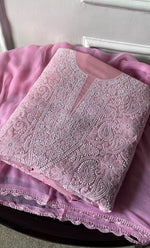 Load image into Gallery viewer, Women's Lakhnavi Handcrafted Unstitched Cotton Chikankari Suit Material - HONC0320315
