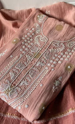 Load image into Gallery viewer, Women's Lakhnavi Handcrafted Mul Chanderi Semi - stitched Anarkali And Dupatta Set- HONC0302887