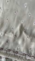 Load image into Gallery viewer, Women's Lakhnavi Handcrafted Pure Silk Georgette Chikankari Kurta And Dupatta Set- HONC0270823