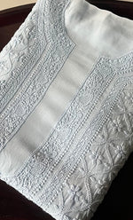 将图像加载到图库查看器中, Lucknowi Handcrafted Viscose Georgette Chikankari Unstitched Men's Kurta Fabric - HONC0282445