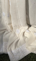 Load image into Gallery viewer, Women's Lakhnavi Handcrafted Pure Silk Georgette Chikankari Saree - HONC0274174