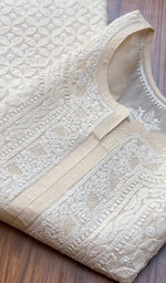 将图像加载到图库查看器中, Women's Lakhnavi Handcrafted Cotton Chikankari Kurti - HONC0273804