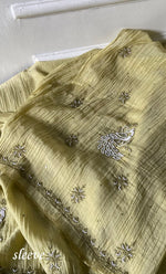 Load image into Gallery viewer, Women's Lakhnavi Handcrafted Mul Chanderi Unstitched Chikankari Full Suit Material - HONC0339575
