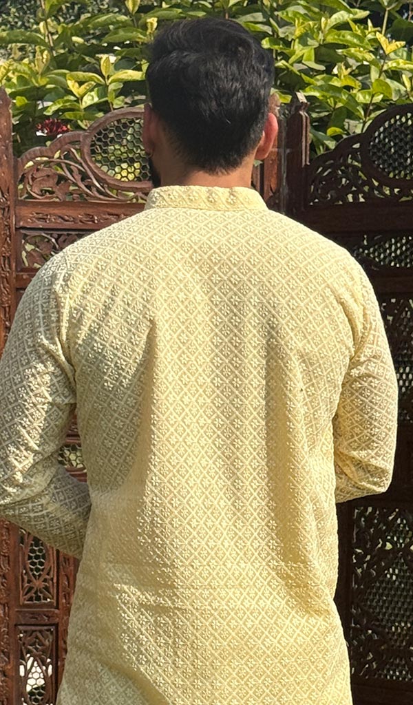 Men's Faux-Georgette Hakoba Kurta - HONC0261808