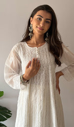 Load image into Gallery viewer, Women's Lakhnavi Handcrafted Cotton Chikankari Anarkali - HONC0276022