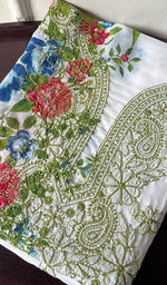 将图像加载到图库查看器中, Women's Lakhnavi Handcrafted Cotton Chikankari Unstitched Kurti Fabric - HONC0284330