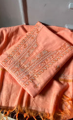 Load image into Gallery viewer, Women's Lucknowi Handcrafted Chanderi Silk Chikankari Full Suit Material - HONC020065