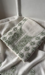 Load image into Gallery viewer, Women's Lakhnavi Handcrafted Unstitched Mul Chanderi Kurta And Dupatta Set - HONC0324069