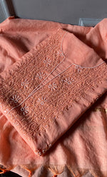 Load image into Gallery viewer, Women's Lakhnavi Handcrafted Mul Chanderi Unstitched Chikankari Full Suit Material - HONC0307155