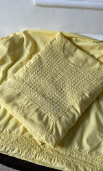 将图像加载到图库查看器中, Women's Lakhnavi Handcrafted Unstitched Cotton Chikankari Suit Material - HONC082476