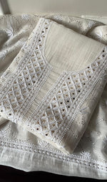 Load image into Gallery viewer, Women's Lakhnavi Handcrafted Mul Chanderi Unstitched Kurta And Dupatta Set - HONC0279324