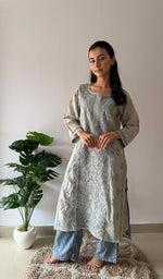Load image into Gallery viewer, Women's Lakhnavi Handcrafted Cotton Chikankari Kurti - HONC0379475