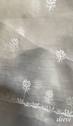 将图像加载到图库查看器中, Women's Lakhnavi Handcrafted Pure Organza Chikankari Unstitched Kurta And Dupatta Set- HONC0265389