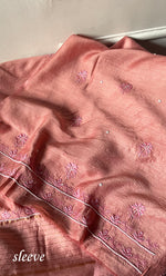 Load image into Gallery viewer, Women's Lakhnavi Handcrafted Unstitched Munga Silk Chikankari Kurta And Dupatta Set- HONC0280939