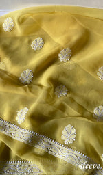 Load image into Gallery viewer, Women's Lucknowi Handcrafted Faux-Georgette Unstitched Chikankari Suit Material - HONC0348785