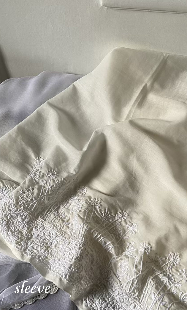 Women's Lakhnavi Handcrafted Unstitched Cotton Chikankari Suit Material - HONC0317002