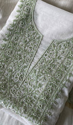 将图像加载到图库查看器中, Women's Lakhnavi Handcrafted Mul Chanderi Kurta And Dupatta Set - HONC0257365