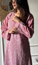 Load image into Gallery viewer, Women's Lakhnavi Handcrafted Cotton Chikankari Kurti - HONC0343825