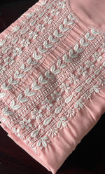 将图像加载到图库查看器中, Women's Lakhnavi Handcrafted Cotton Chikankari Unstitched Kurti Fabric - HONC0302651