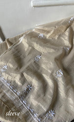 Load image into Gallery viewer, Women's Lakhnavi Handcrafted Tissue Chanderi Unstitched Chikankari Kurta And Dupatta Set - HONC0339373