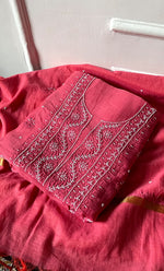 将图像加载到图库查看器中, Women's Lakhnavi Handcrafted Mul Chanderi Unstitched Chikankari Full Suit Material - HONC0304383