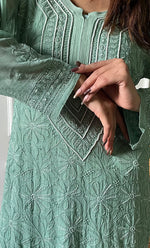 Load image into Gallery viewer, Women's Lakhnavi Handcrafted Viscose Georgette Chikankari Kurti - HONC0318834