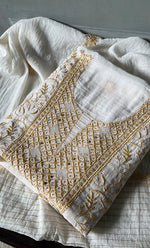 Load image into Gallery viewer, Women's Lakhnavi Handcrafted Mul Chanderi Unstitched Kurta And Dupatta Set - HONC0278943