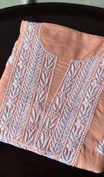 将图像加载到图库查看器中, Simran Women's Lakhnavi Handcrafted Modal Cotton Chikankari Unstitched Kurti Fabric - HONC0261072