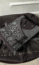 将图像加载到图库查看器中, Women's Lakhnavi Handcrafted Mul Chanderi Semi-Stitched Angrakha And Dupatta Set - HONC0281965
