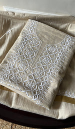 将图像加载到图库查看器中, Women's Lakhnavi Handcrafted Tissue Chanderi Unstitched Kurta And Dupatta Set - HONC0284692