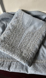 Load image into Gallery viewer, Women's Lucknowi Handcrafted Chanderi Silk Chikankari Kurta Dupatta Set - HONC095944