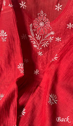 Load image into Gallery viewer, Women's Lakhnavi Handcrafted Mul Chanderi Chikankari Semi - Stitched Kurta Dupatta Set - HONC0178530