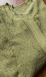 Load image into Gallery viewer, Yusra Women's Lakhnavi Handcrafted Viscose Georgette Chikankari Kurti - HONC0261382