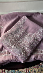 Load image into Gallery viewer, Women's Lakhnavi Handcrafted Mul Chanderi Unstitched Kurta And Dupatta Set - HONC288969
