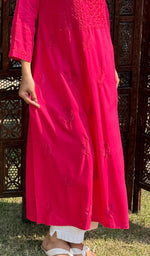 Load image into Gallery viewer, Women's Lucknowi Handcrafted Modal Cotton Chikankari Kurti - HONC0232223