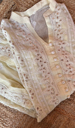 将图像加载到图库查看器中, Women's Lakhnavi Handcrafted Faux-Georgette Chikankari Kurti - HONC0234543