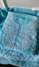 将图像加载到图库查看器中, Women's Lucknowi Handcrafted Faux-Georgette Chikankari Suit Material - HONC0263019