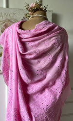 Load image into Gallery viewer, Women's Lakhnavi Handcrafted Viscose Georgette Chikankari Saree - HONC0307136